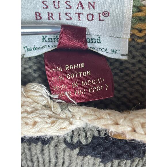 Vintage Susan Bristol Hand Knit Womens Sweater Size 36 Fall Squirrel Dog Leaves - Picture 5 of 11